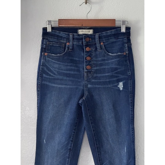 Madewell 10" High Rise Skinny Jeans Women's Size 26 Blue Button Fly Raw Hem - Picture 9 of 16